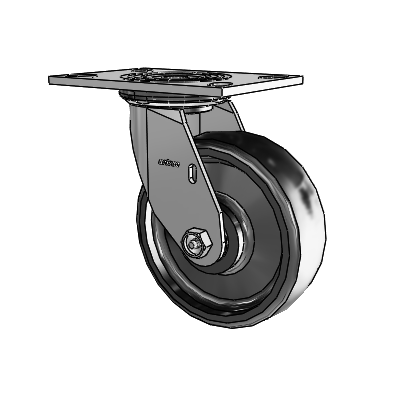 4 Series 2 Inch Wide Top Plate Swivel Caster with 6 x 2 Endura Solid Elastomer Wheel