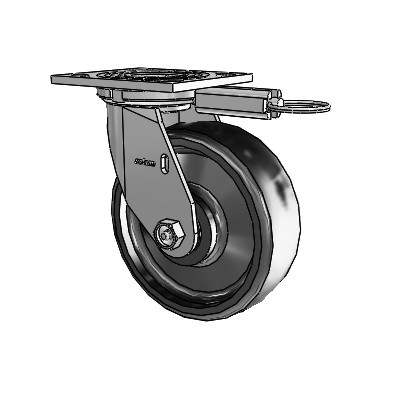 4 Series 2 Inch Wide Top Plate Swivel Caster with 6 x 2 Endura Solid Elastomer Wheel