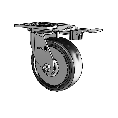 4 Series 2 Inch Wide Top Plate Swivel Caster with 6 x 2 Endura Solid Elastomer Wheel