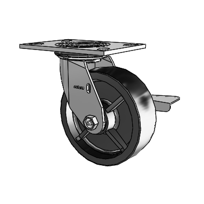 4 Series 2 Inch Wide Top Plate Swivel Caster with 6 x 2 Polyolefin Wheel and Side Lock Brake