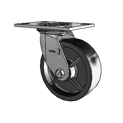 4 Series 2 Inch Wide Top Plate Swivel Caster with 6 x 2 Polyolefin Wheel