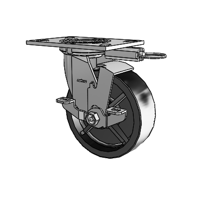 4 Series 2 Inch Wide Top Plate Swivel Caster with 6 x 2 Polyolefin Wheel and Top Lock Brake