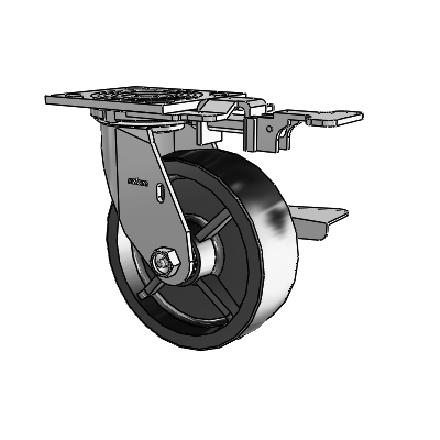 4 Series 2 Inch Wide Top Plate Swivel Caster with 6 x 2 Polyolefin Wheel and Side Lock Brake
