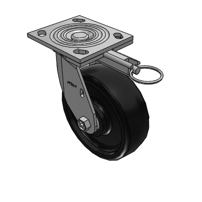 4 Series 2 Inch Wide Top Plate Swivel Caster with 6 x 2 Endura Solid Elastomer Wheel