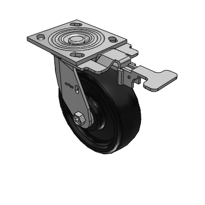 4 Series 2 Inch Wide Top Plate Swivel Caster with 6 x 2 Endura Solid Elastomer Wheel