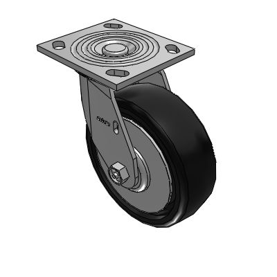 4 Series 2 Inch Wide Top Plate Swivel Caster with 6 x 2 Endura Solid Elastomer Wheel
