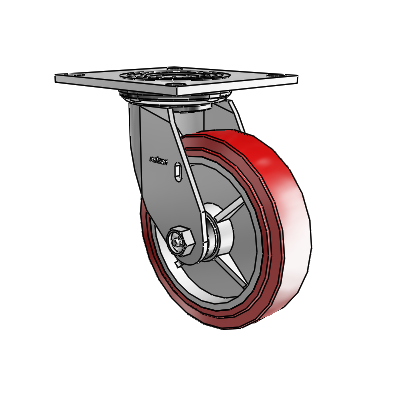 4 Series 1 1/2" Casters Top Plate Swivel Zinc with 6 x 1.5 Polyurethane HI-TECH Wheel