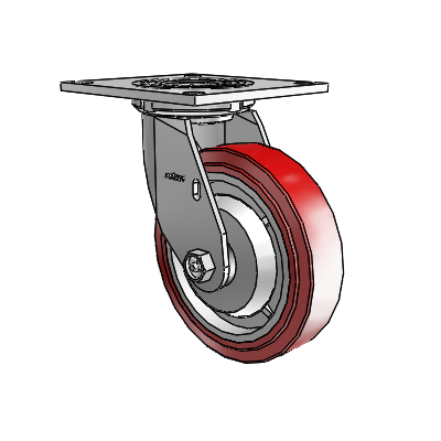 4 Series 1 1/2" Casters Top Plate Swivel Zinc with 6 x 1.5 Polyurethane HI-TECH Wheel