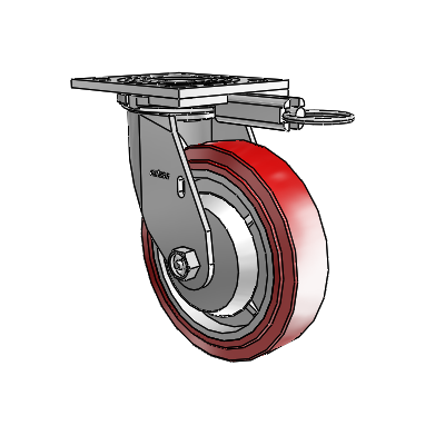 4 Series 1 1/2" Casters Top Plate Swivel Zinc with 6 x 1.5 Polyurethane HI-TECH Wheel