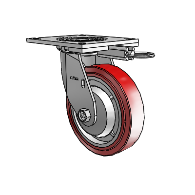 4 Series 1 1/2" Casters Top Plate Swivel Zinc with 6 x 1.5 Polyurethane HI-TECH Wheel