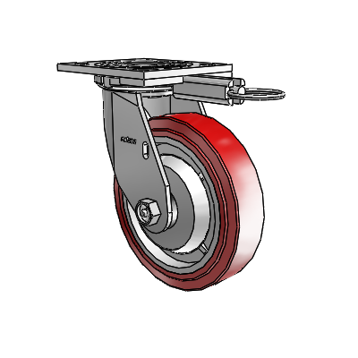 4 Series 1 1/2" Casters Top Plate Swivel Zinc with 6 x 1.5 Polyurethane HI-TECH Wheel