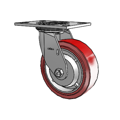 4 Series 2 Inch Wide Top Plate Swivel Caster with 6 x 2 Polyurethane HI-TECH Wheel
