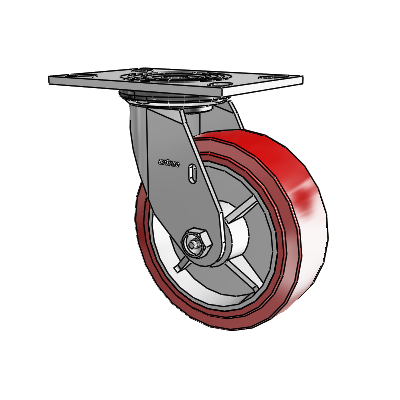 4 Series 2 Inch Wide Top Plate Swivel Caster with 6 x 2 Polyurethane HI-TECH Wheel