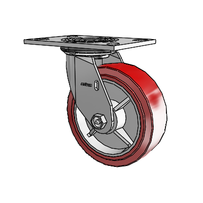 4 Series 2 Inch Wide Top Plate Swivel Caster with 6 x 2 Polyurethane HI-TECH Wheel