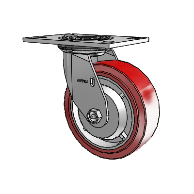 4 Series 2 Inch Wide Top Plate Swivel Caster with 6 x 2 Polyurethane HI-TECH Wheel