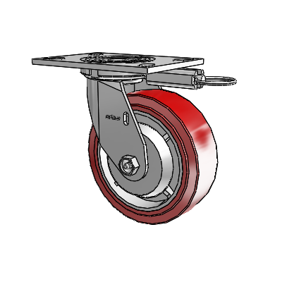 4 Series 2 Inch Wide Top Plate Swivel Caster with 6 x 2 Polyurethane HI-TECH Wheel