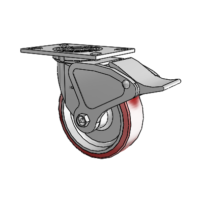 4 Series 2 Inch Wide Top Plate Swivel Caster with 6 x 2 Moldon Polyurethane (Aluminum Core) Wheel and Total Lock Brake