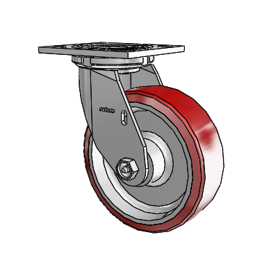 4 Series 2 Inch Wide Top Plate Swivel Caster with 6 x 2 Moldon Polyurethane (Aluminum Core) Wheel