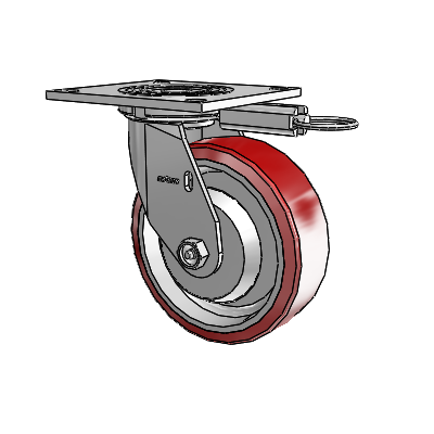 4 Series 2 Inch Wide Top Plate Swivel Caster with 6 x 2 Moldon Polyurethane (Aluminum Core) Wheel