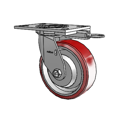 4 Series 2 Inch Wide Top Plate Swivel Caster with 6 x 2 Moldon Polyurethane (Aluminum Core) Wheel