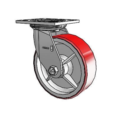 4 Series 2 Inch Wide Top Plate Swivel Caster with 6 x 2 Moldon Polyurethane (Cast Iron Core) Wheel