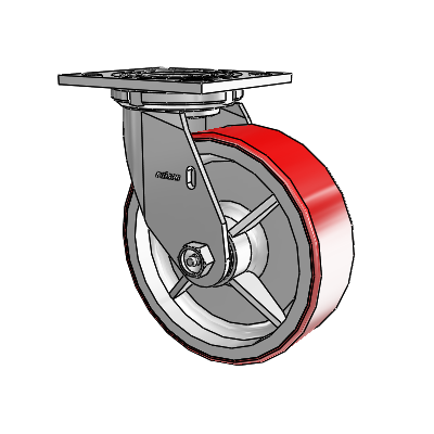 4 Series 2 Inch Wide Top Plate Swivel Caster with 6 x 2 Moldon Polyurethane (Cast Iron Core) Wheel