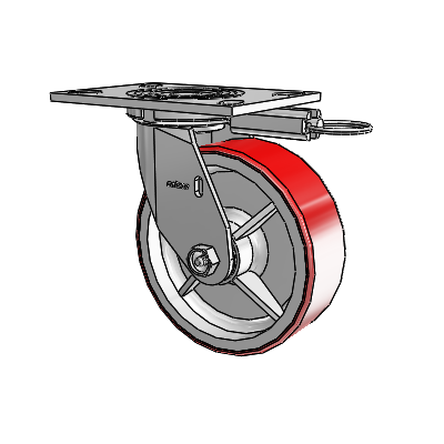 4 Series 2 Inch Wide Top Plate Swivel Caster with 6 x 2 Moldon Polyurethane (Cast Iron Core) Wheel