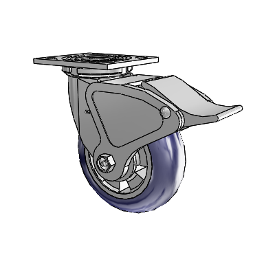 4 Series 2 Inch Wide Top Plate Swivel Caster with 6 x 2 Triumph (Round/Blue) Wheel and Total Lock Brake