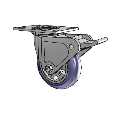 4 Series 2 Inch Wide Top Plate Swivel Caster with 6 x 2 Triumph (Round/Blue) Wheel and Tech Lock Brake
