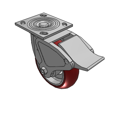 4 Series 2 Inch Wide Top Plate Swivel Caster with 6 x 2 CG Max Maroon Wheel and Total Lock Brake