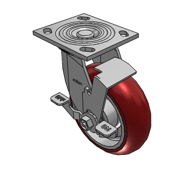 4 Series 2 Inch Wide Top Plate Swivel Caster with 6 x 2 CG Max Maroon Wheel and Top Lock Brake