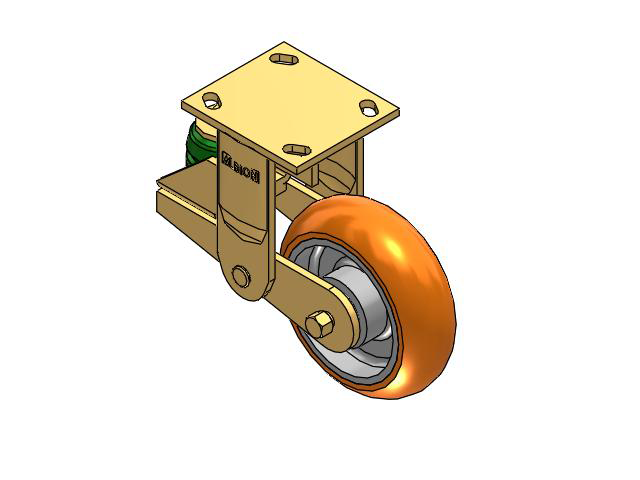 141 Series Top Plate Rigid Caster with 6 x 2 Orange Tread on Aluminum Core AN - Round Polyurethane (Aluminum Core) Wheel