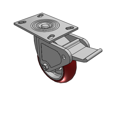 4 Series 2 Inch Wide Top Plate Swivel Caster with 6 x 2 CG Max Maroon Wheel and Tech Lock Brake