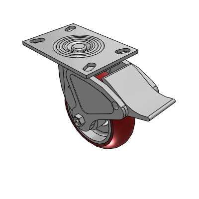 4 Series 2 Inch Wide Top Plate Swivel Caster with 6 x 2 CG Max Maroon Wheel and Total Lock Brake