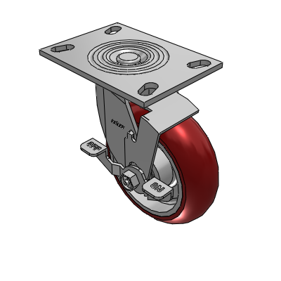 4 Series 2 Inch Wide Top Plate Swivel Caster with 6 x 2 CG Max Maroon Wheel and Top Lock Brake