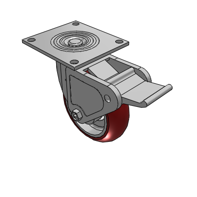 4 Series 2 Inch Wide Top Plate Swivel Caster with 6 x 2 CG Max Maroon Wheel and Tech Lock Brake
