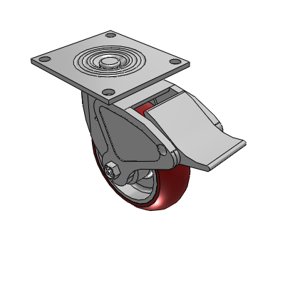 4 Series 2 Inch Wide Top Plate Swivel Caster with 6 x 2 CG Max Maroon Wheel and Total Lock Brake
