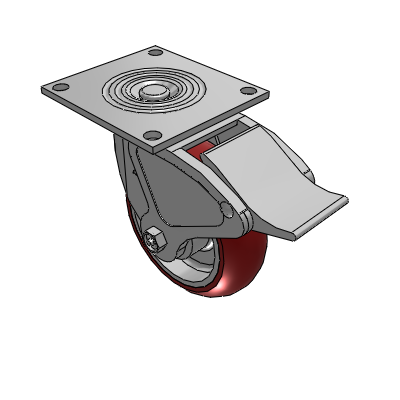 4 Series 2 Inch Wide Top Plate Swivel Caster with 6 x 2 CG Max Maroon Wheel and Total Lock Brake