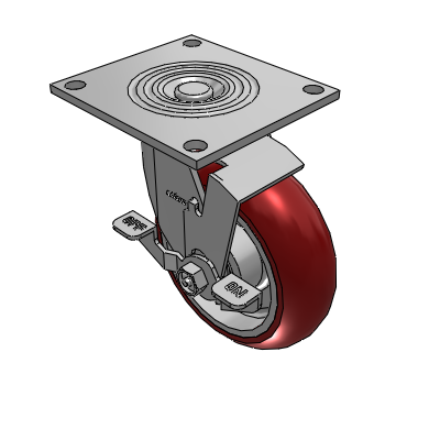 4 Series 2 Inch Wide Top Plate Swivel Caster with 6 x 2 CG Max Maroon Wheel and Top Lock Brake