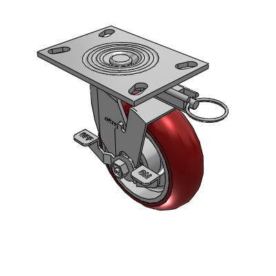 4 Series 2 Inch Wide Top Plate Swivel Caster with 6 x 2 CG Max Maroon Wheel and Top Lock Brake