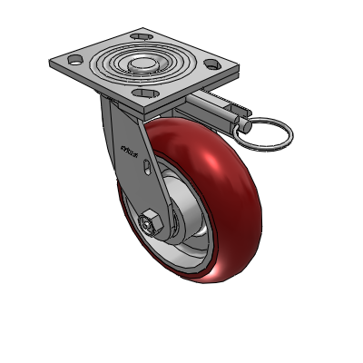 Roulette pivotante de la série 4, plaque supérieure de 2 pouces de large, avec roue « CG Max » marron, dimensions 6 x 2