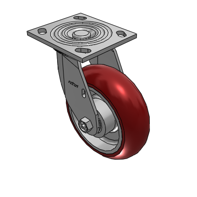 Roulette pivotante de la série 4, plaque supérieure de 2 pouces de large, avec roue « CG Max » marron, dimensions 6 x 2