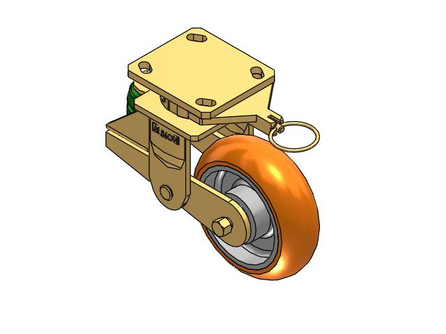 141 Series Top Plate Swivel Caster with 6 x 2 Orange Tread on Aluminum Core AN - Round Polyurethane (Aluminum Core) Wheel