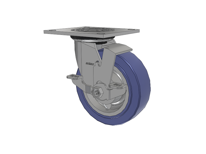 4 Series 2 Inch Wide Top Plate Swivel Caster with 6 x 2 HydroTech (Flat) Wheel and Top Lock Brake