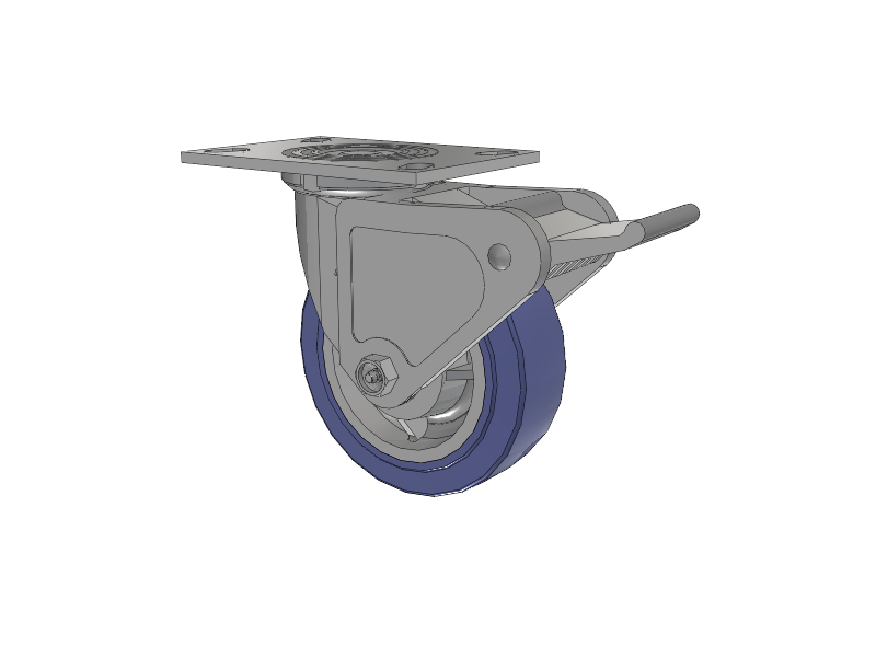 4 Series 2 Inch Wide Top Plate Swivel Caster with 6 x 2 HydroTech (Flat) Wheel and Tech Lock Brake