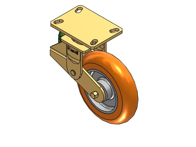 141 Series Top Plate Swivel Caster with 8 x 2 Orange Tread on Aluminum Core AN - Round Polyurethane (Aluminum Core) Wheel