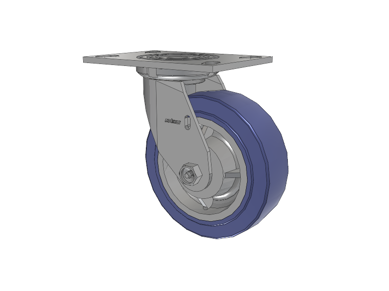 4 Series 2 Inch Wide Top Plate Swivel Caster with 6 x 2 HydroTech (Flat) Wheel