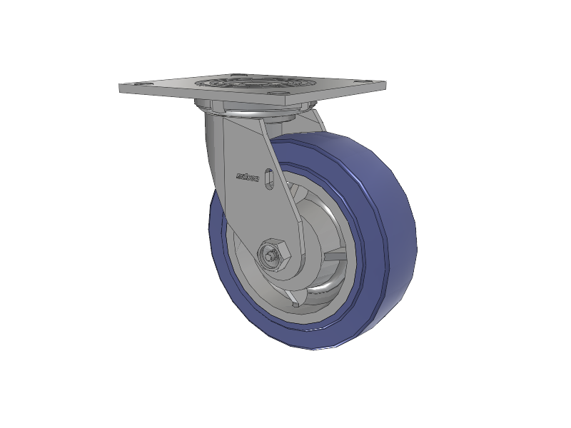 4 Series 2 Inch Wide Top Plate Swivel Caster with 6 x 2 HydroTech (Flat) Wheel