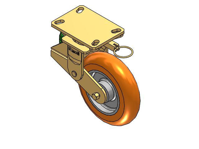 141 Series Top Plate Swivel Caster with 8 x 2 Orange Tread on Aluminum Core AN - Round Polyurethane (Aluminum Core) Wheel