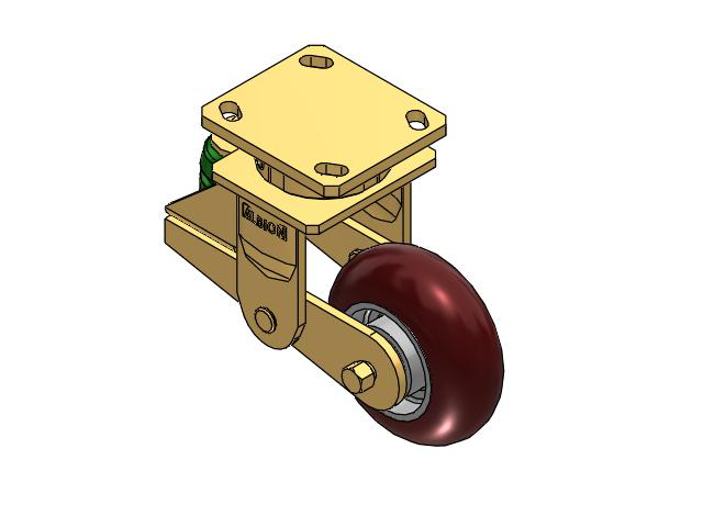 141 Series Top Plate Swivel Caster with 5 x 2 Maroon Tread on Aluminum Core AX - Round Polyurethane (Aluminum Core) Wheel